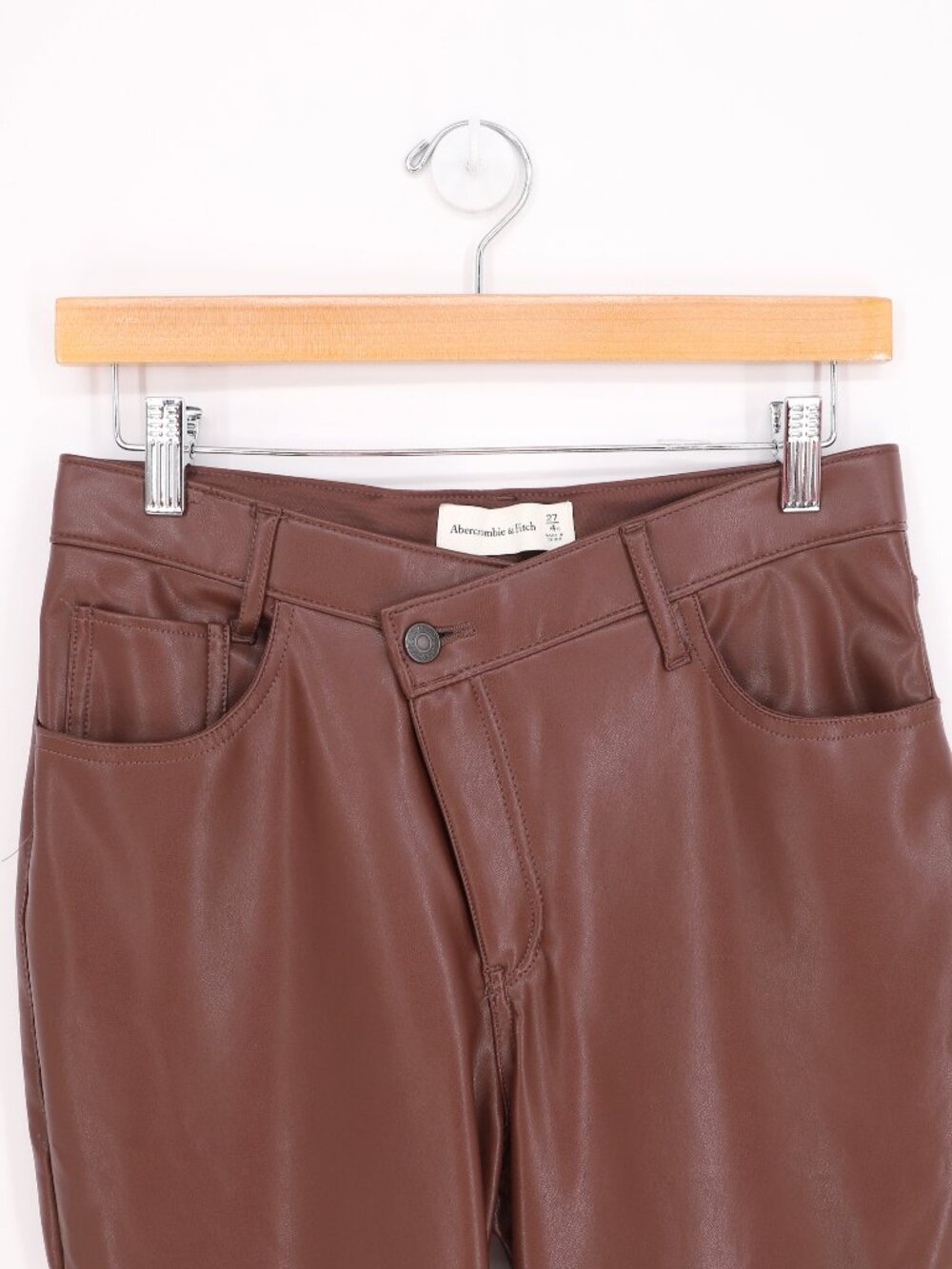 ABERCROMBIE & FITCH Criss-Cross Waist Vegan Leather 90s Straight Pant Size 27 - Picture 5 of 9
